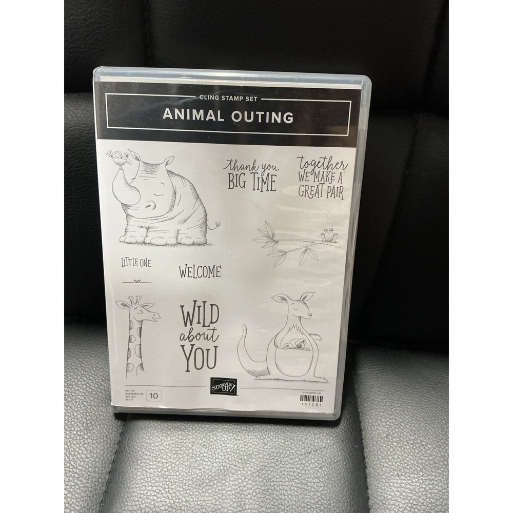 Stampin Up! Animal Outing Stamp Set Cling‎ Rubber Stamps Rhino Kangaroo Giraffe